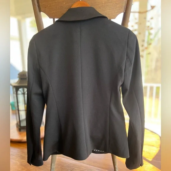 WHBM Black Blazer with Polka Dot Liner Machine Washable One Button Closure 2 - Picture 4 of 16